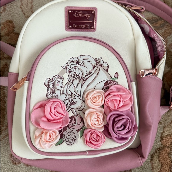 Loungefly Beauty and the Beast Backpack - Pink and White - Picture 1 of 8